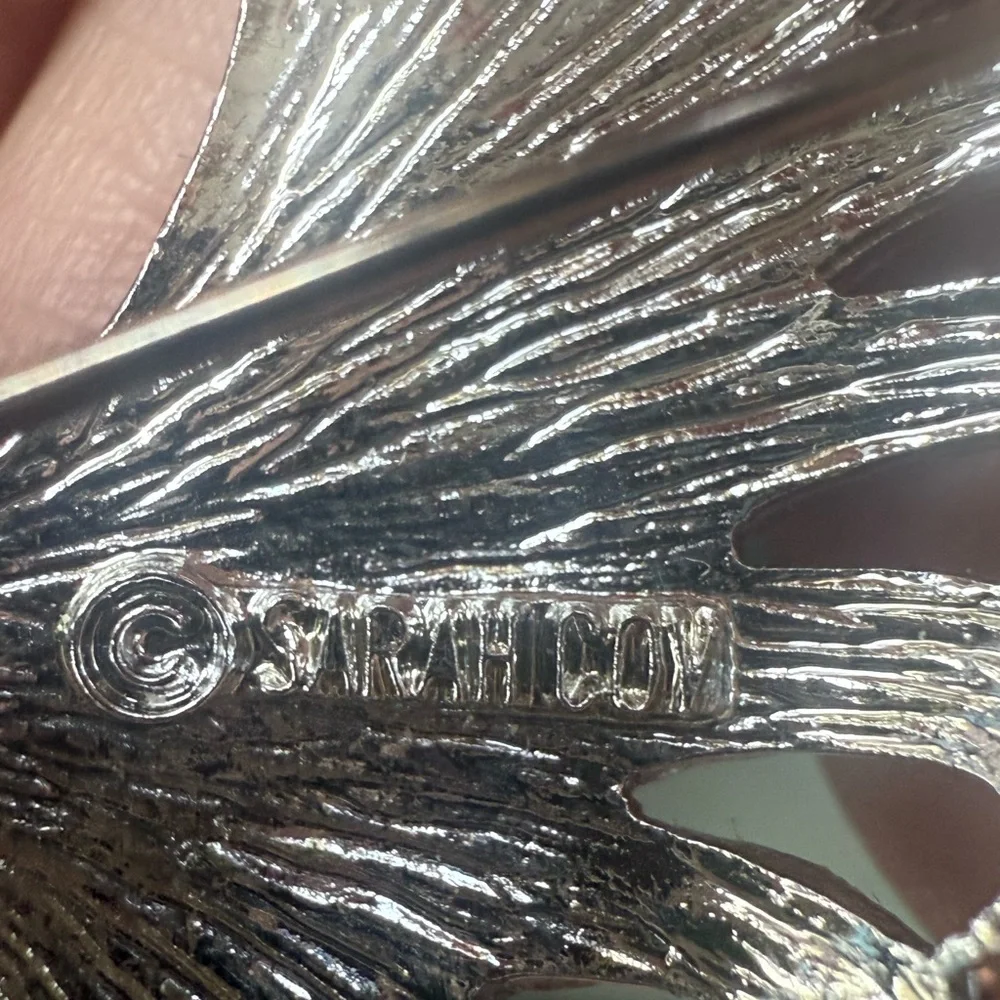 Sarah Coventry Silver Rhinestone Brooch Pin, Statement Cocktail Party Jewelry‎